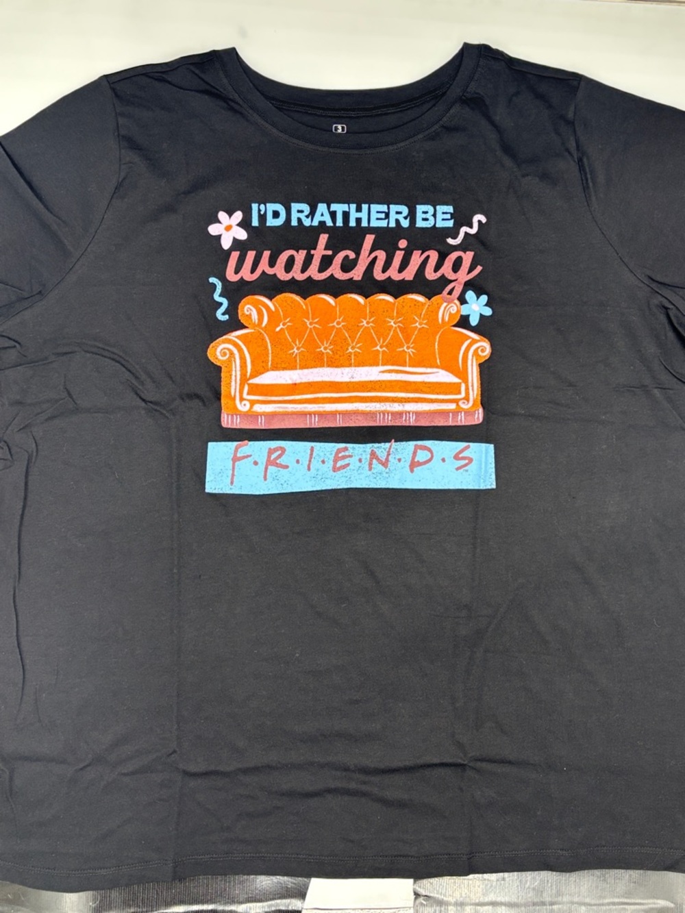 Torrid Friends Couch Classic Cotton Crew Tee in Deep Black